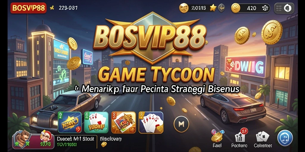 Screenshot gameplay BOSVIP88 menampilkan aksi membangun kerajaan bisnis.
