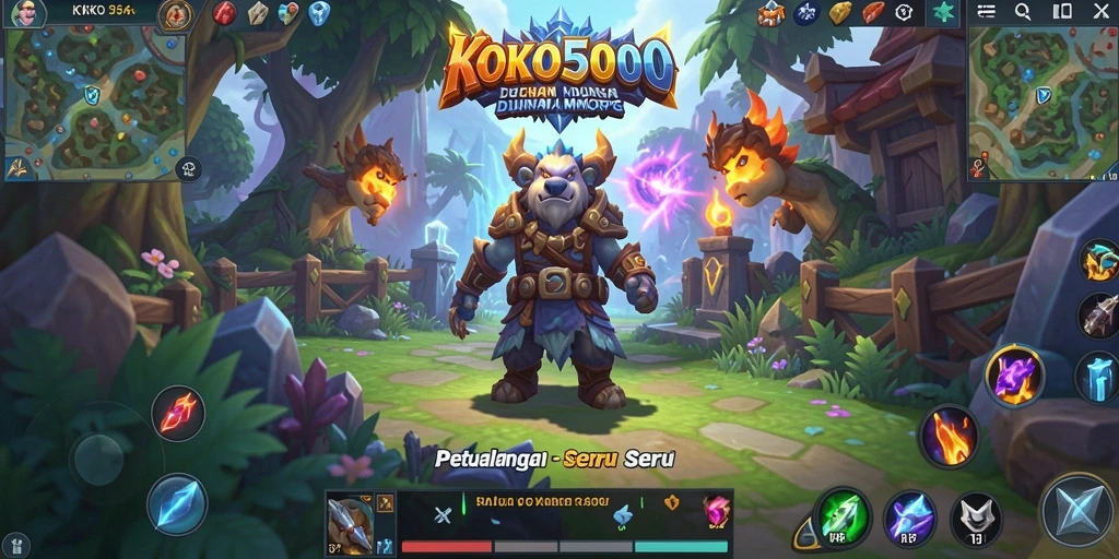 Screenshot gameplay KOKO5000 menampilkan pertarungan seru di dunia MMORPG.