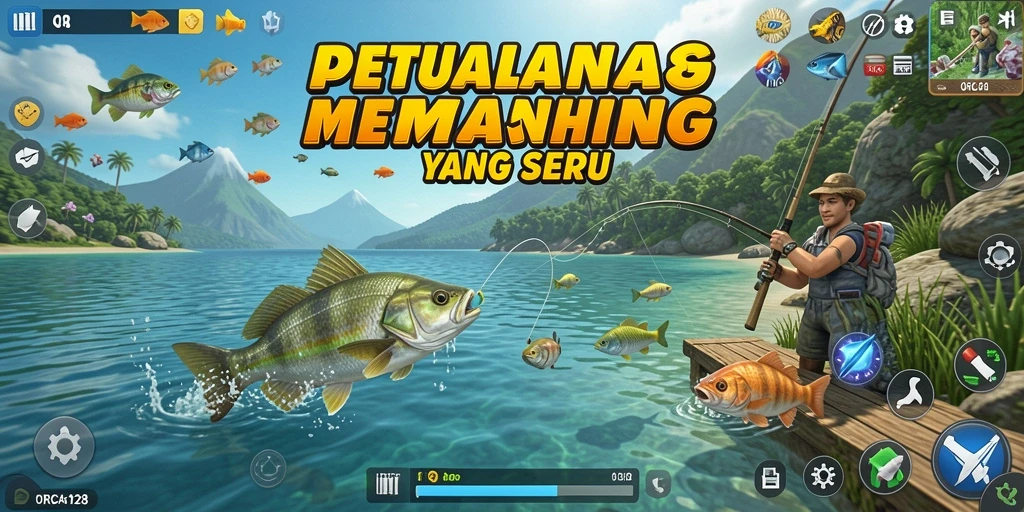 Tangkapan ikan besar dalam gameplay ORCA128 yang seru.