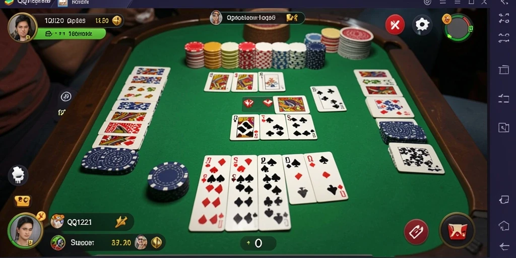 Screenshot gameplay QQ1221 yang menunjukkan kegembiraan bermain Gaple.