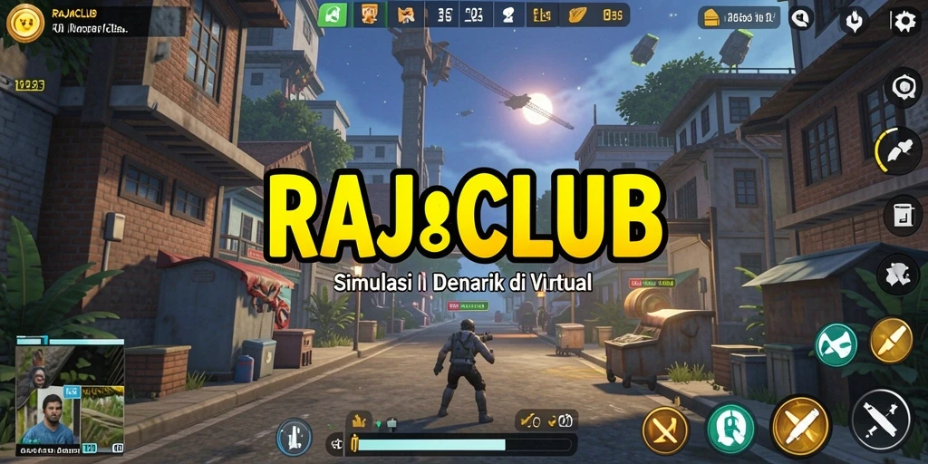 Screenshot gameplay RAJACLUB menunjukkan dunia virtual yang penuh warna.