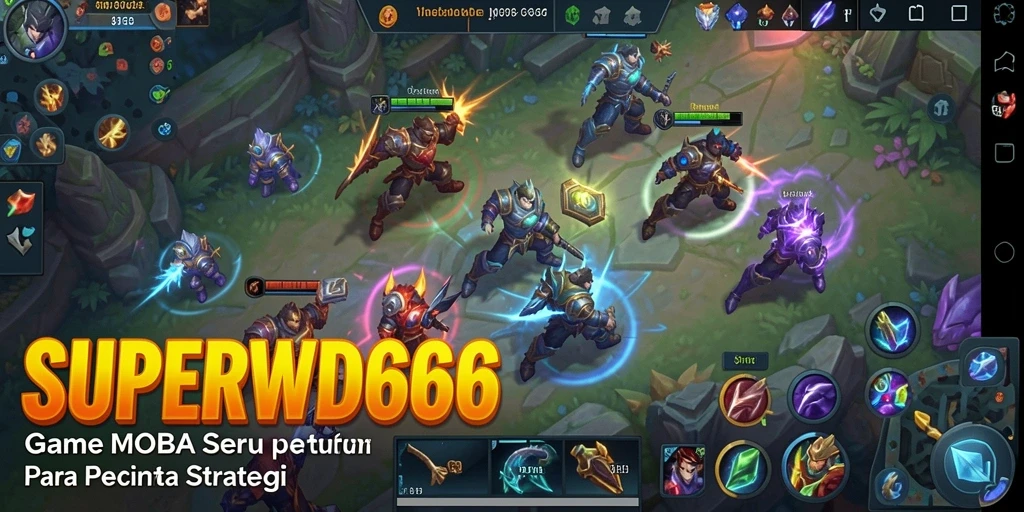 Screenshot menunjukkan pertarungan seru di arena MOBA.